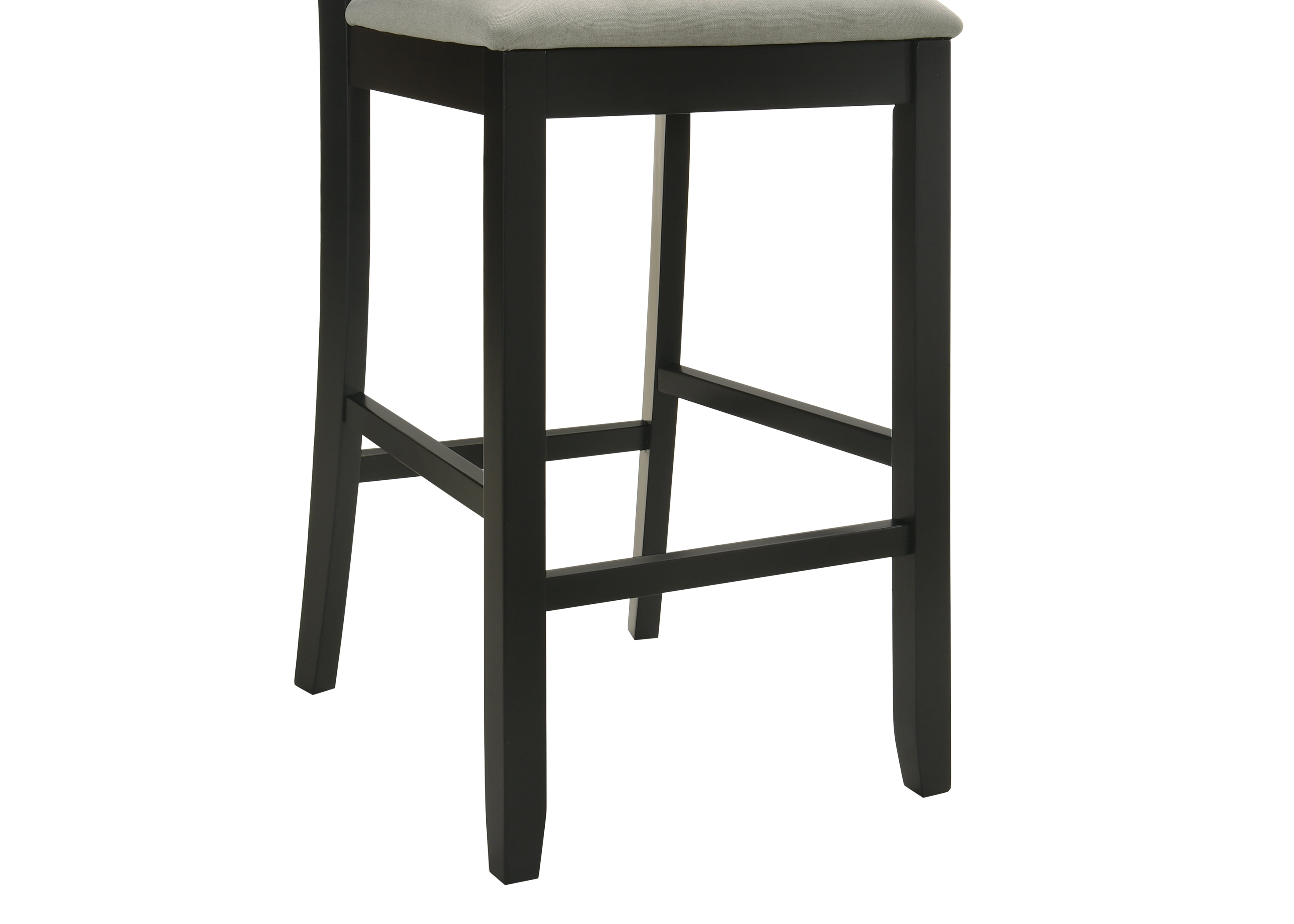 Armen living Ren 30 in. Matte Black Bar Height Rubberwood Barstool with Fog Fabric Seat