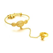 Girls Jewelry 18K Gold Plated Kids Bangle with ring Birthday Party Gifts for little girls