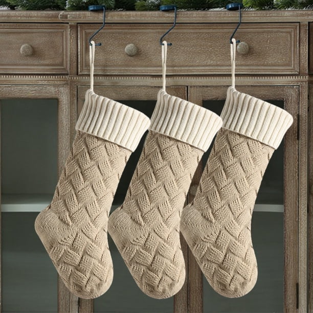 Fiudx Medias Navideñas, Decoración Festiva, Diseño de Tela Suave, Bolsas de Regalo Colgantes, Perfectas para Regalos, Dulces y Decoraciones, Ideales para Fiestas Navideñas, Paquete de 3, Tamaño de 18