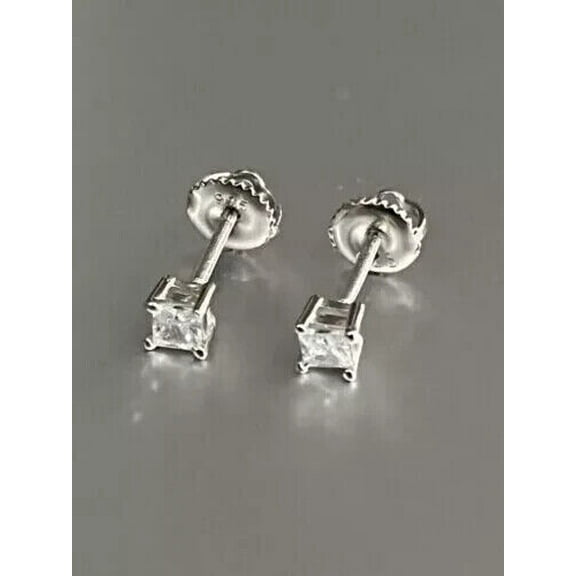 1Ct Princess Cut Simulated Diamond Women's Solitaire Stud Gift Earrings 14k White Gold Plated