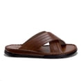thumbnail image 2 of Men's 82622 Leather Lined Criss Cross Over Slip On Slides Sandals, 2 of 4