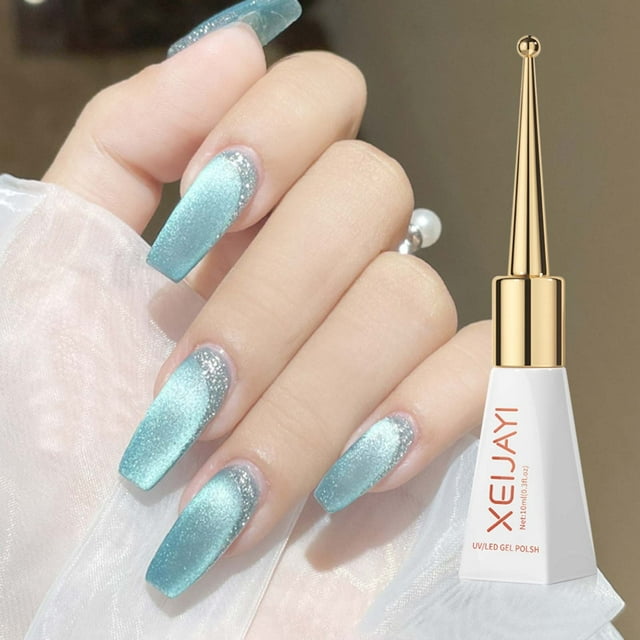 Esmalte de uñas blanco de cerámica con efecto ojo de gato, pegamento para esmalte de uñas, esmalte de uñas blanco de porcelana brillante, 10 ml por uña.