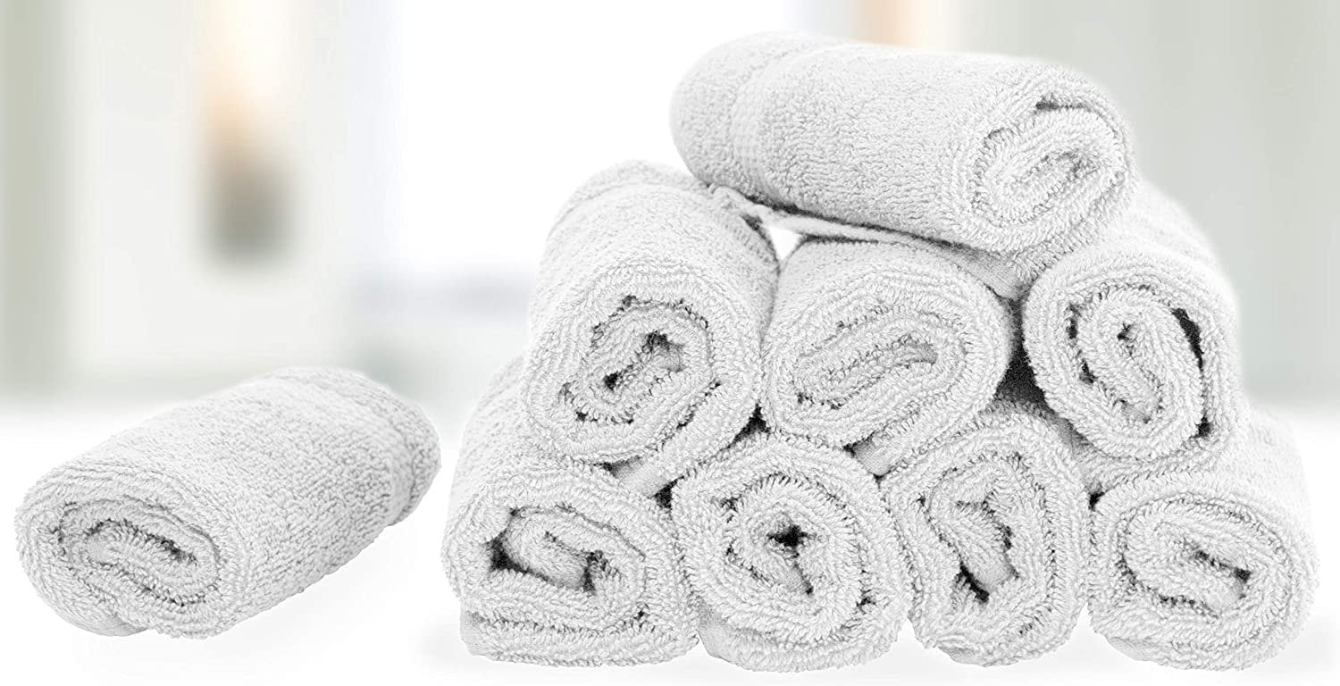 White Classic Luxury Cotton Washcloths Large 13x13
