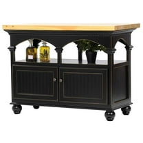 American Heartland 15145BKPT Poplar Kitchen Island with Pine Top, Antique Black