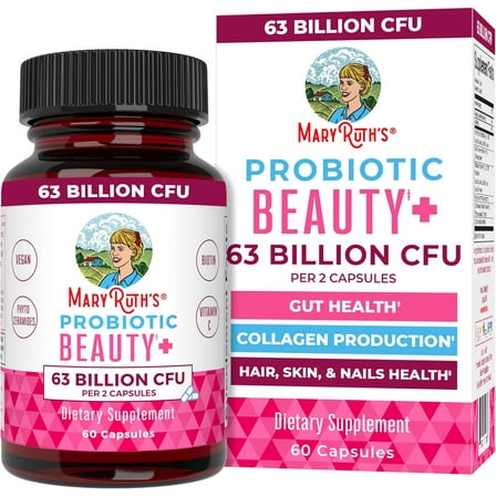 MaryRuth's Probiotic Beauty  with Vitamin C & Biotin for Hair, Skin, Nails, 60 Count - Collagen, Anti-Aging