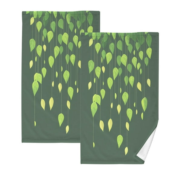 Green Vines Set of 2 Pure Cotton Towels, 16'' x 28'', Highly Absorbent and Soft