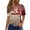 Vermilion, variant on WTOBBY Women's Casual Short Sleeve Pullover Top with Round Neck, Featuring Bloody Halloween Print for Seasonal Fashion,Perfect for Costume Events, Soft and Stylish Apparel,Beige L