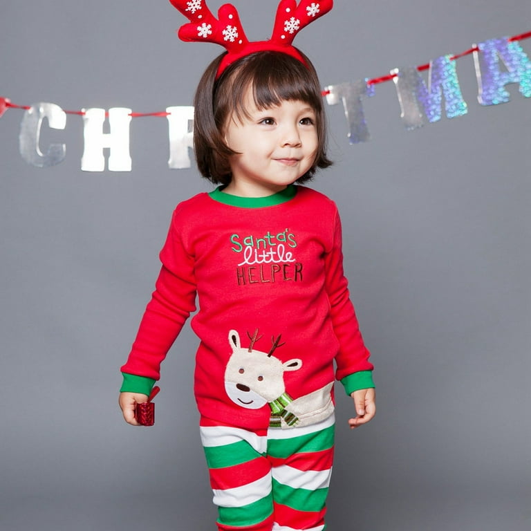 URMAGIC Kids Christmas Pajamas 100 Cotton Toddler Girls Long Sleeve Elk Pjs Set Boys Xmas Jammies 2 7 Years Walmart