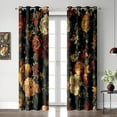 thumbnail image 2 of Black Floral Blackout Curtains, Boho Vintage Dark Flower Bloosom Rose Plants Decor For Home Bedroom, Living Room, Grommet Window Drapes 26"W x 54"L (Pack of 2), 2 of 6