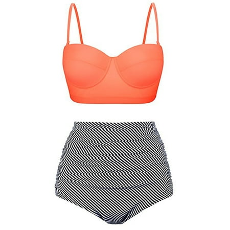 Sexy Swimsuit Prime Women Sexy Swimsuit Two Piece Push Up Padded Swimsuit High Waist Bikini Set Swimwear Bathing Suit ()