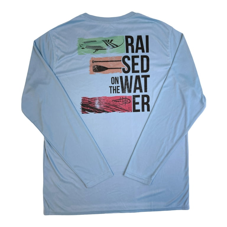 Reel Life Men's Sun Defender Lightweight Long Sleeve UV T-Shirt (Sky Blue,  XL) 