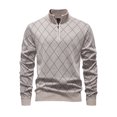 thumbnail image 7 of Men's knitted top,sweater, long-sleeved pullover with zipper, pure color stand collar spring and autumn jacket, 7 of 7