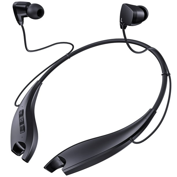 YOSDOM Auriculares Bluetooth con banda para el cuello, auriculares alrededor del cuello 24H+ tiempo de reproducción, auriculares Bluetooth con vibración de llamada, diseño de mandíbula de tiburón auri