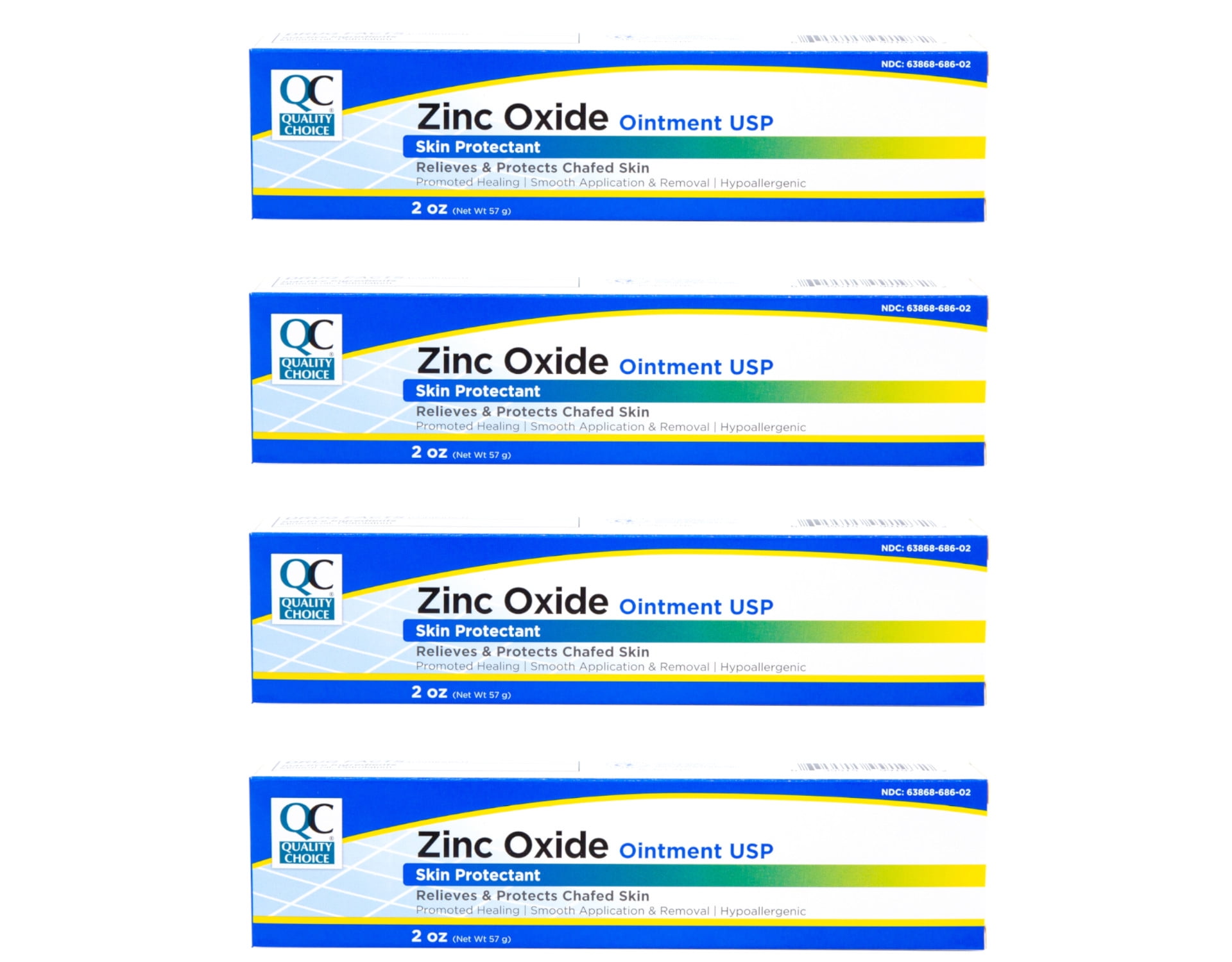 4 Pack Quality Choice Zinc Oxide Ointment Skin Protectant 2oz Each