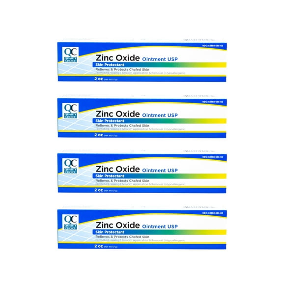 4 Pack Quality Choice Zinc Oxide Ointment Skin Protectant 2oz Each