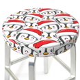 thumbnail image 3 of Disketp Cute Christmas Hat Penguin Funda Redonda para Taburete, Funda de Cojín para Silla de Bar Suave y Elástica-13 inch, 3 of 7