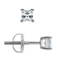 thumbnail image 1 of 14K Solid White Gold Stud Earrings | Princess Cut Cubic Zirconia | Screw Back Posts | .58 CTW | With Gift Box, 1 of 9