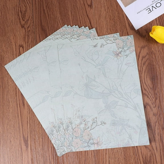 Worgeous 50pcs European Style Paper Retro Writing Paper Vintage Letter Paper Romantic Stationery (Blue Rose)