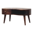 thumbnail image 3 of JERFIT Modern Wave Coffee Table, Solid Mango Wood Console Table with Drawer, California Walnut Finish Brown Nordic Center Table for Living Room, 3 of 10