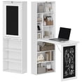 thumbnail image 3 of HOMCOM Fold-Out Wall Mounted Computer Desk with Storage Shelves, Convertible Folding Writing Desk Cabinet with Chalkboard, Space-Saving Home Office Desk, Adjustable Shelf, White, 3 of 10