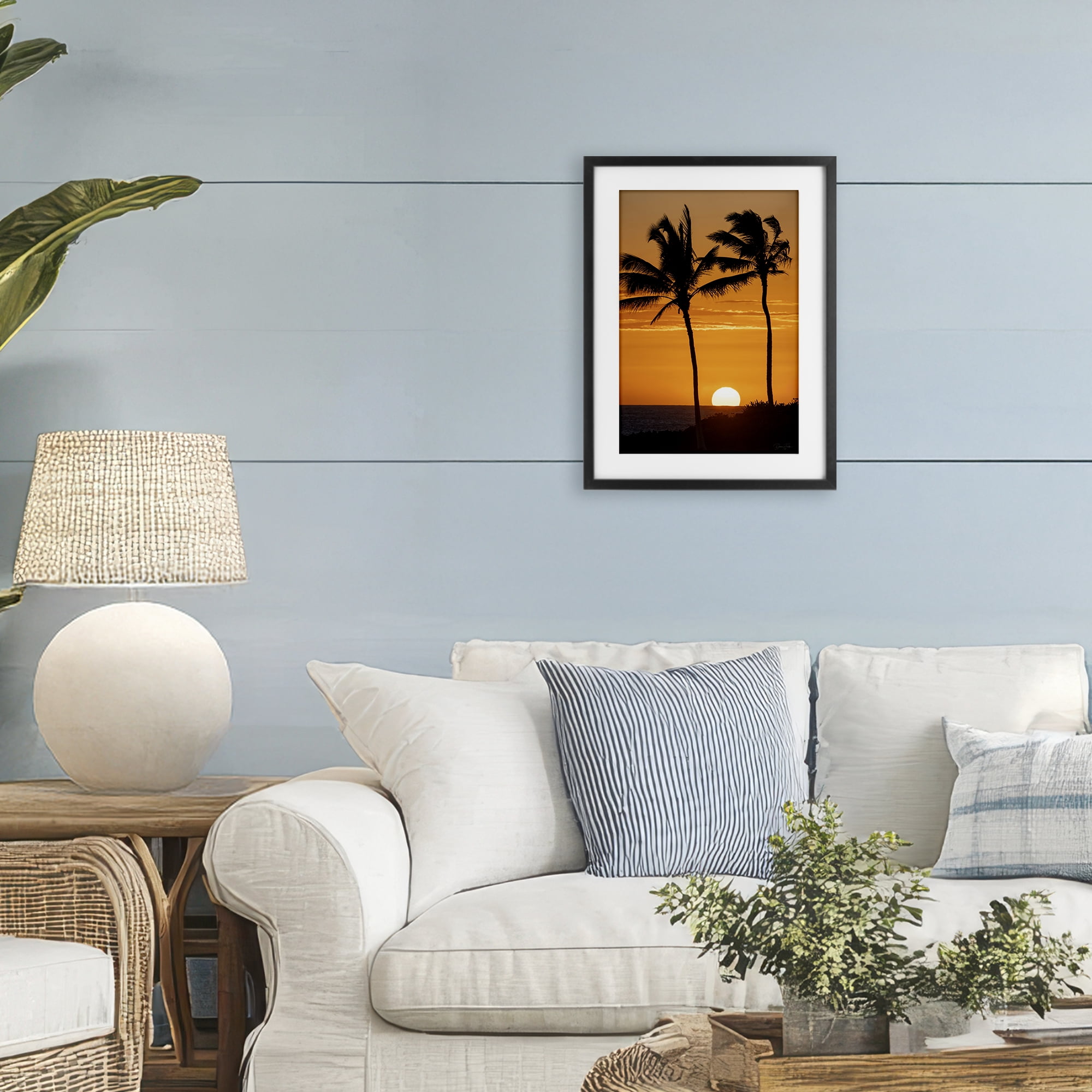 Stupell Industries Sunset Through Palm Trees Black Framed Print Under Glass, design by Dennis Frates
