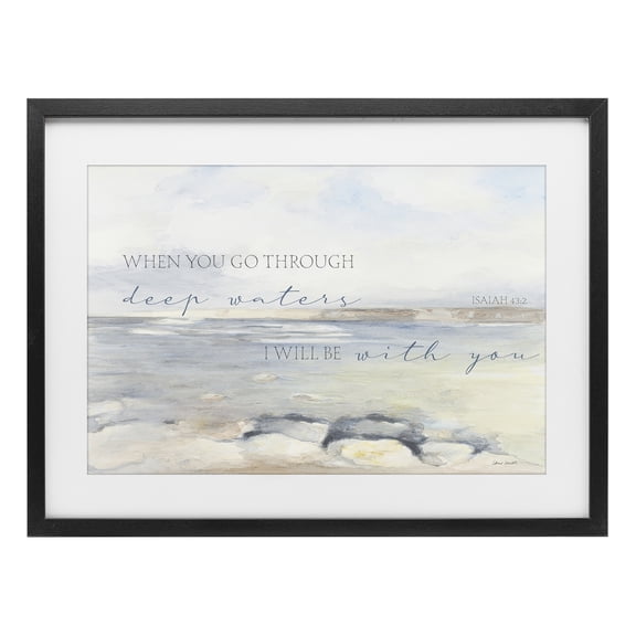 Stupell Industries Transitional Deep Waters Isaiah 43:2 Black Framed Print Under Glass, 20 x 14, by Lanie Loreth