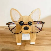 Corgi Dog Glasses Stand Wooden Desktop Decoration Pet Ornament, Cute Pet-Shaped Eyewear Holder For Office Home Desk, 1Pc Artwork Accessory For Desktop Display And Eyewear Storage