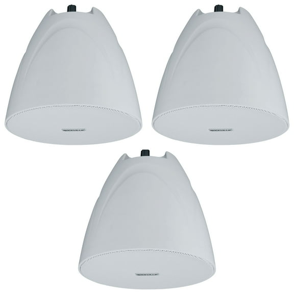 3 Rockville PEN-525T White 5.25" 70V Hanging Pendant Speakers For Restaurant/Bar