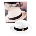 thumbnail image 3 of Toquilla Straw Panama Hat Ecuador Handwoven - Fedora Style with Gift Bag and Box (Natural - Black Band, 7 1/4), 3 of 9