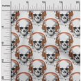 thumbnail image 1 of oneOone Georgette Viscose Orange Fabric Skull Fabric For Sewing Printed Craft Fabric By The Yard 42 Inch Wide, 1 of 1
