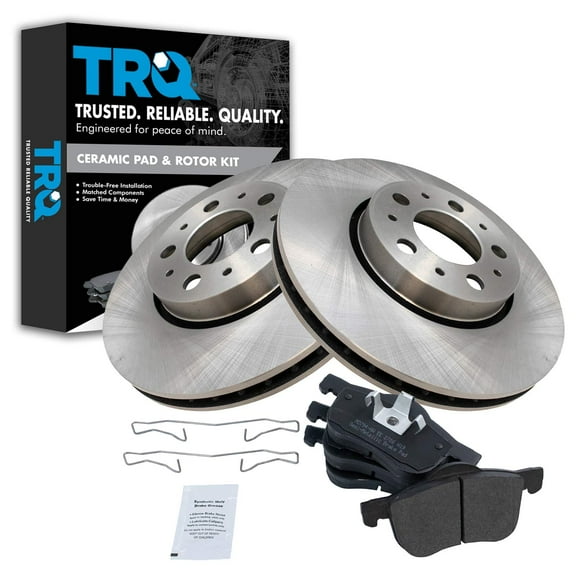 TRQ Front Brake Pad & Rotor Kit Brake Pads Brake Rotor Semi-Metallic Fits Select 2001-2009 Volvo S60 1999-2006 S80 2001-2007 V70 2003-2007 XC70
