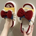 thumbnail image 2 of Xfvqtps Womens Bow Decor Linen Slide Sandals Chunky Sole Open Toe Slip on Non Slip PVC Slipper Red, 2 of 7
