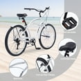 thumbnail image 2 of 26" Bike for Mens Adults Cruiser Bike Shimano 7 Speed Steel Frame City Commuter Bicycle with Dual Brakes, Silver, 2 of 6