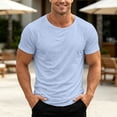 thumbnail image 2 of FINALGANG Mens Scoop Neck Short Sleeve Tee Soft Stretchy Relaxed Fit Plain Solid Color Everyday Basic Casual Top Versatile TShirts Blue M, 2 of 7
