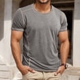 thumbnail image 2 of IWRICH Men's Basic Plus Size T Shirt Short Sleeve Crew Neck Soft Fitted Elastic Tees Classic Tshirts Light Gray XL, 2 of 6