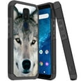 thumbnail image 1 of ANJ+ Slim Dual Layer Hybrid Shockproof Case + Tempered Glass Cover for Cricket Icon 3, Splendor, AT&T Motivate 2 - Grey Wolf, 1 of 3