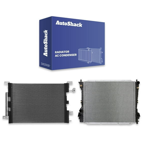 AutoShack Radiator Air Conditioning A/C Condenser | Replacement for 2010-2014 Ford Mustang | 2-PC