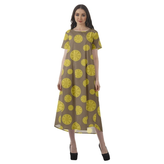 Moomaya Printed Sun Dresses Women Short Sleeve Cotton Flex Party Dress