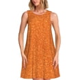 thumbnail image 1 of JUNZAN Robes d'Été à Paillettes Orange pour Femmes 2025, Robes Sans Manches Décontractées à Col Rond avec Poches, 1 of 7
