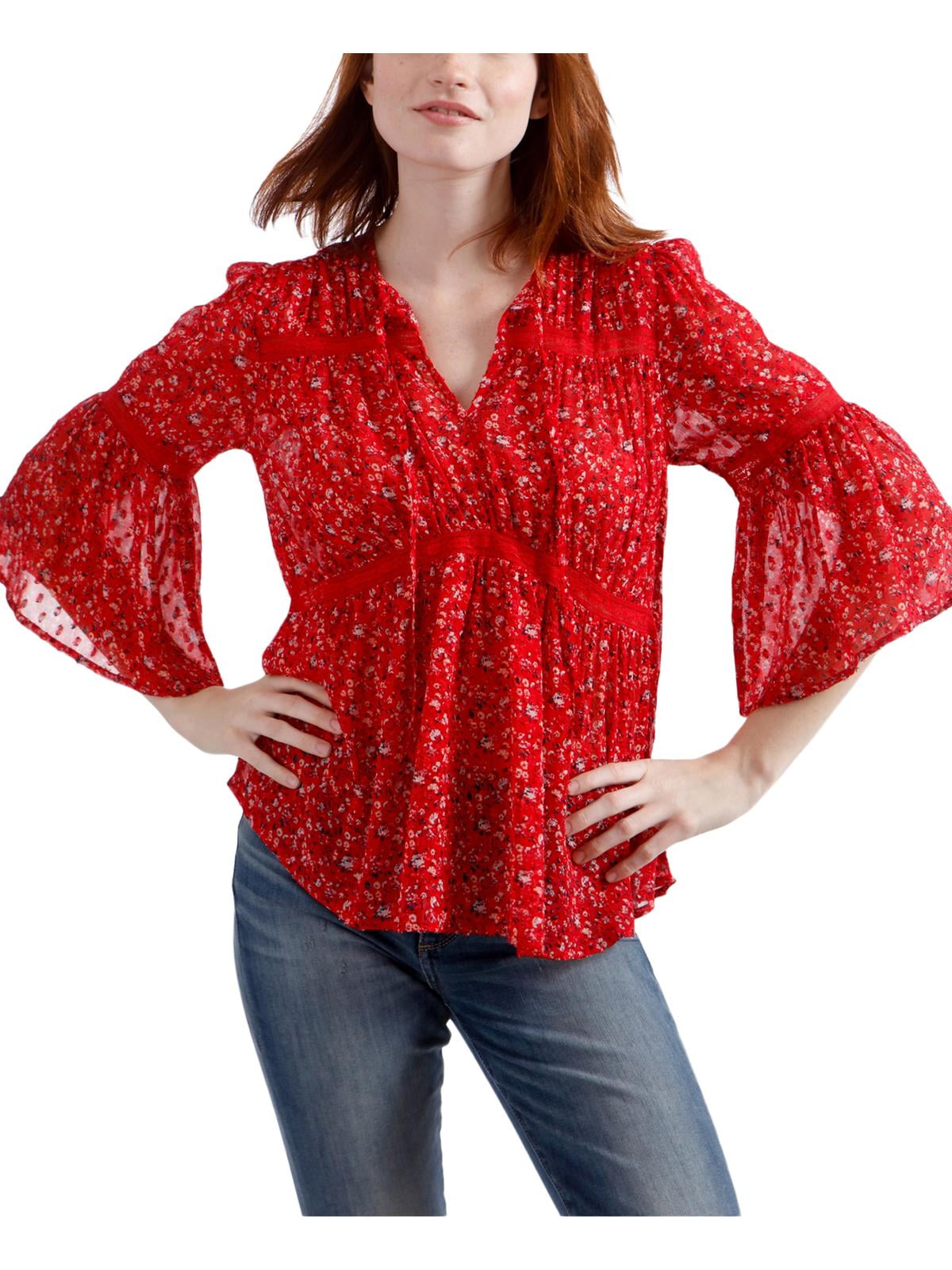 lucky brand floral peasant top