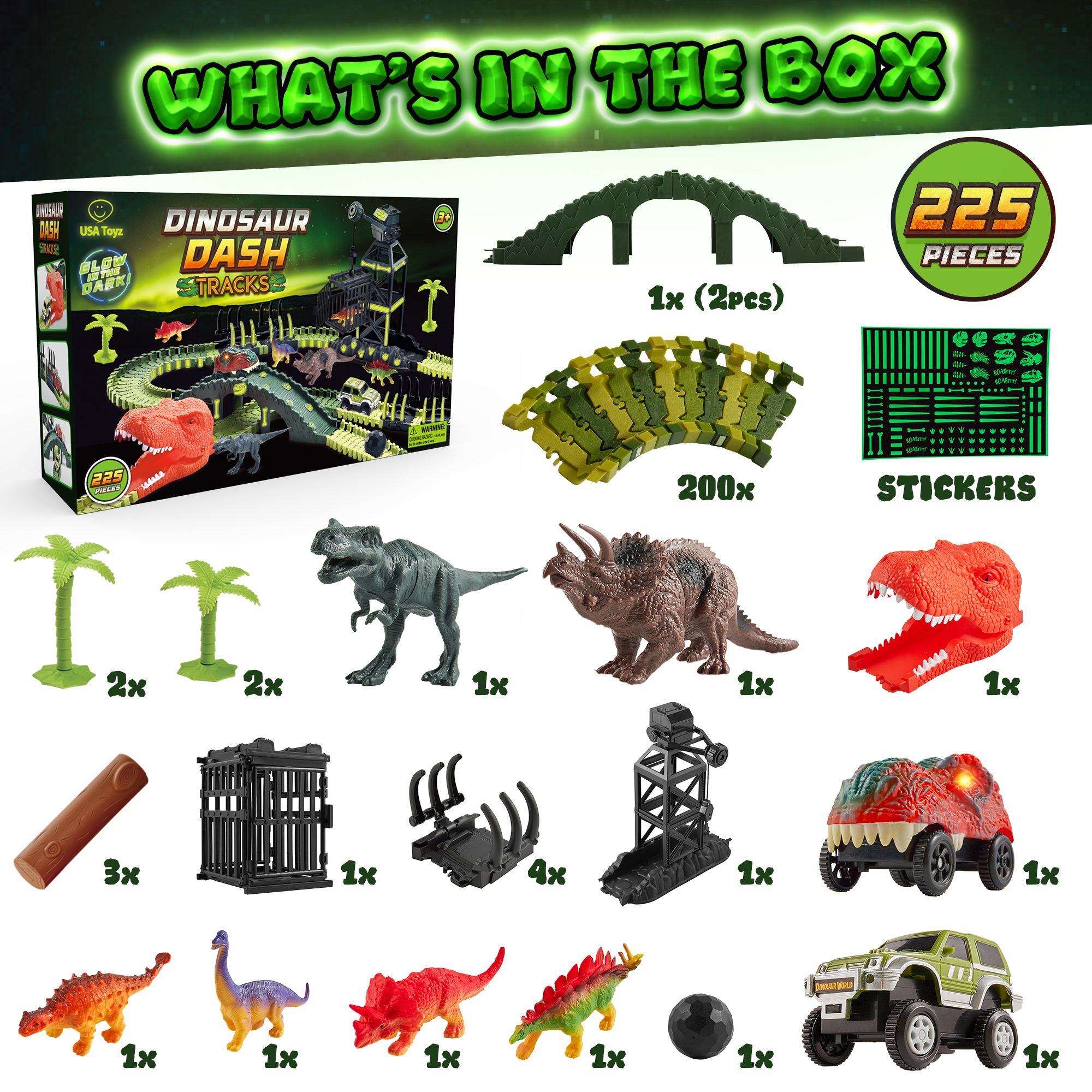 USA Toyz Dinosaur Race Track STEM Playset, 225 Pieces photo 7
