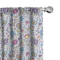 Ambesonne Pastel Curtains, Doodle Botany Garden, Pair of 28"x63", Multicolor