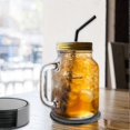thumbnail image 2 of Beverage Leather Coasters with Holder Set of 6, PU Leather Coasters for Various Cups and Mugs (Round Black), 2 of 5