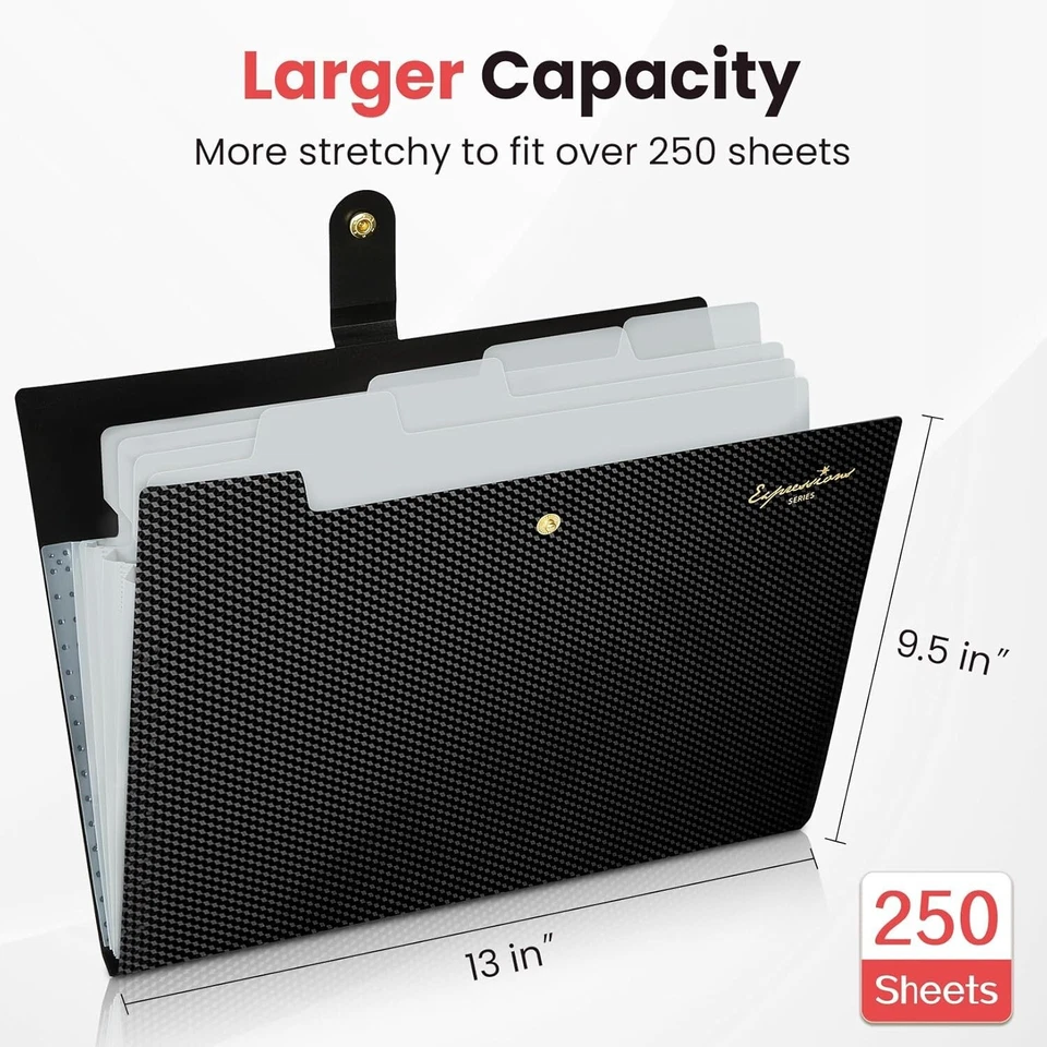 School Supplies File Folder, Letter Size Accordion Portable Paper File Organizer