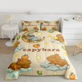 thumbnail image 2 of Homewish Cute Cartoon Capybara Bedding Comforter Set,Kawaii Stars Pattern Twin Comforter Sets,Brown Beige Bedding Set For Boys Girls,Breathable Home Decor Reversible,2-Piece, 2 of 8