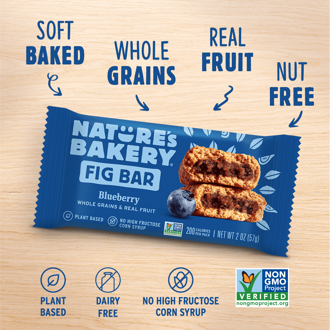 Nature's Bakery Blueberry Fig Bars, 2 oz Snack Bars (36 Ct), Plant-Based, Vegan, Non-GMO