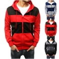 thumbnail image 3 of Larisalt Zip Up Hoodie Men,Men's Sherpa-Lined Full-Zip Hooded Sweatshirt Red,XL, 3 of 5