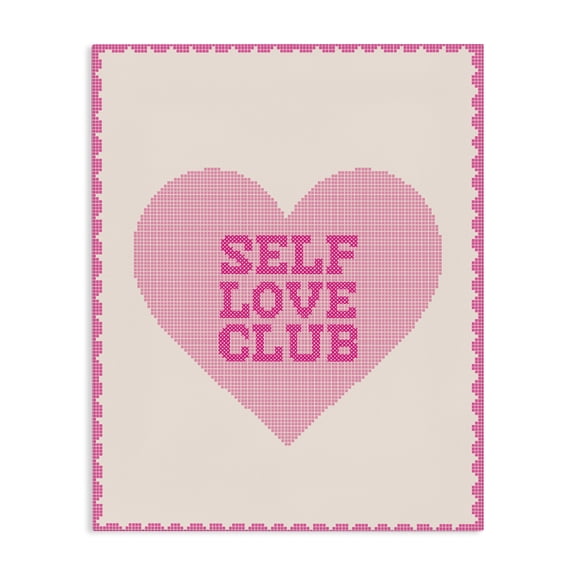 Stupell Industries Contemporary Self Love Club Pixel Heart Canvas Art, 16 x 20, by Lil' Rue