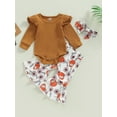 thumbnail image 2 of ZAXARRA 3Pcs Baby Girl Spring Outfits, Long Sleeve Romper + Cow Flare Pants + Headband Set, 2 of 8