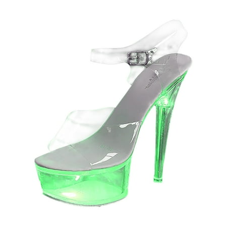 

GWAABD Slide Sandal Women Transparent High Heeled Shoes with Colorful Lights for Women 15CM